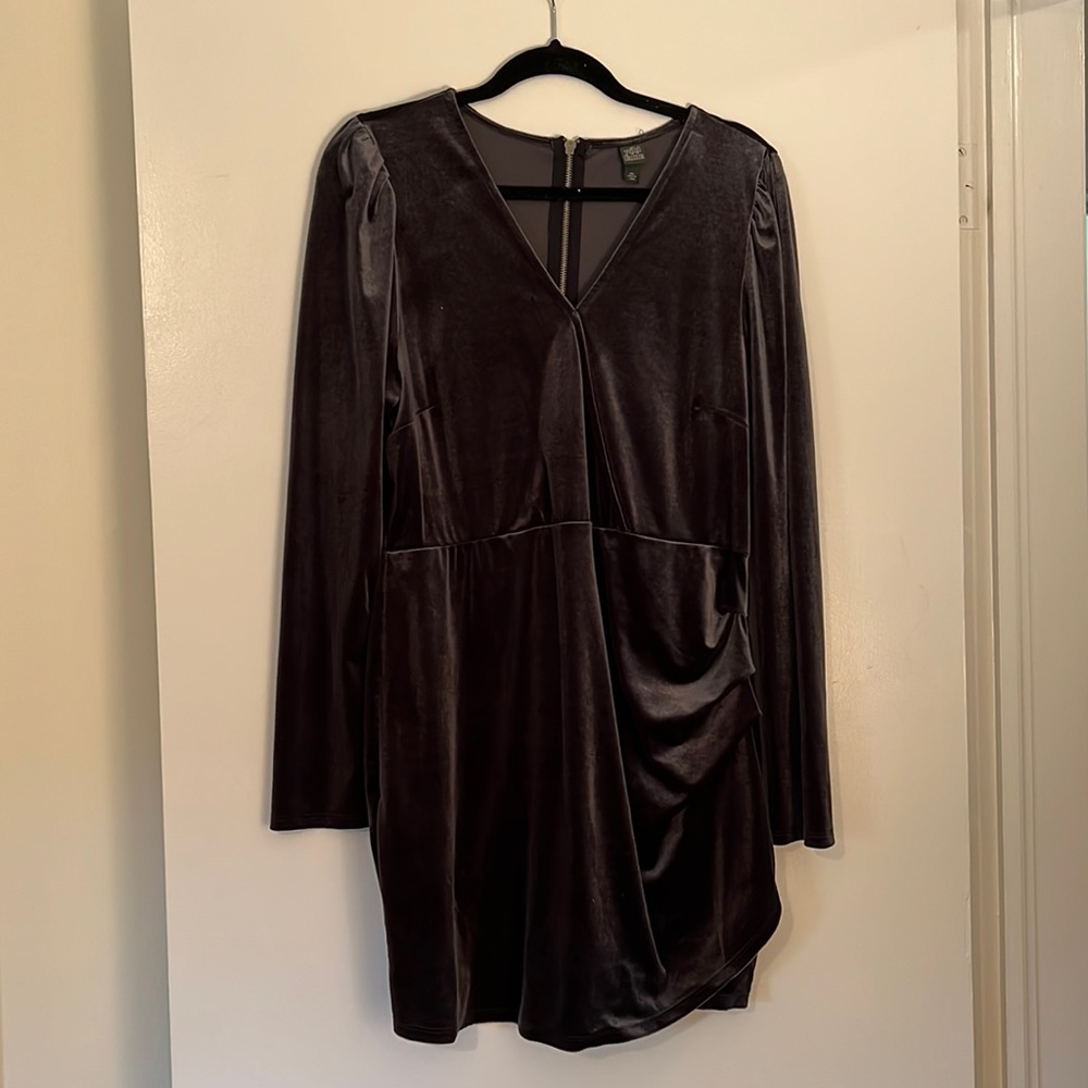 Wild fable gray blue silver velvet long sleeve dress - worn once - size xxl